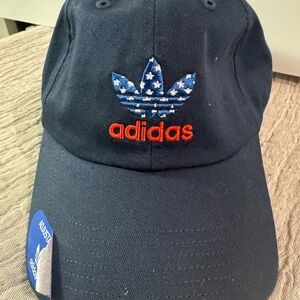 NWT Patriotic Adidas Dark Blue Cap with Red and Star Pattern Logo